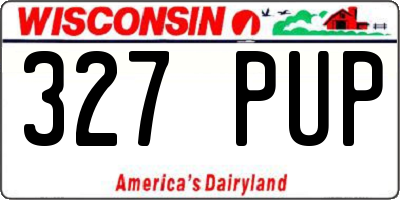 WI license plate 327PUP