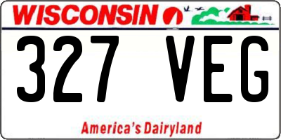 WI license plate 327VEG