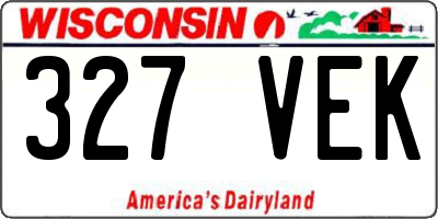 WI license plate 327VEK