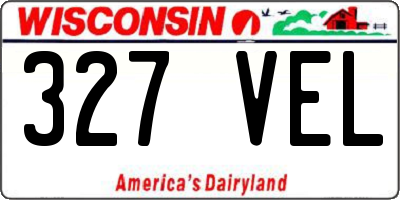 WI license plate 327VEL