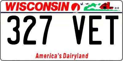 WI license plate 327VET
