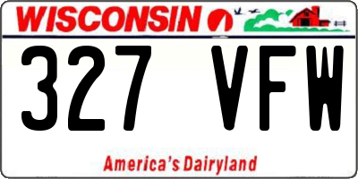 WI license plate 327VFW