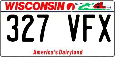 WI license plate 327VFX