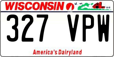 WI license plate 327VPW