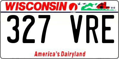 WI license plate 327VRE