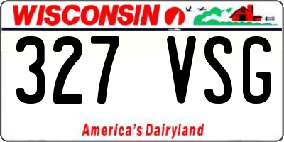 WI license plate 327VSG