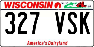 WI license plate 327VSK