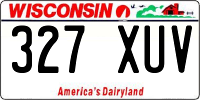 WI license plate 327XUV