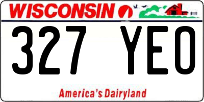 WI license plate 327YEO