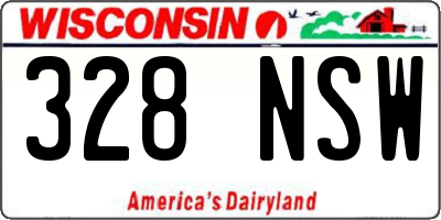 WI license plate 328NSW