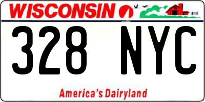 WI license plate 328NYC