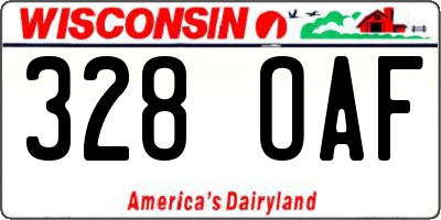 WI license plate 328OAF