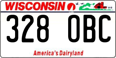 WI license plate 328OBC