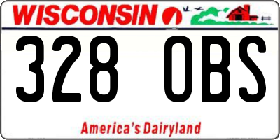 WI license plate 328OBS