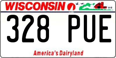 WI license plate 328PUE