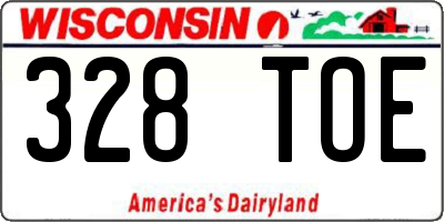 WI license plate 328TOE