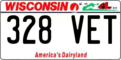 WI license plate 328VET