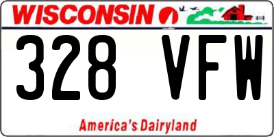 WI license plate 328VFW