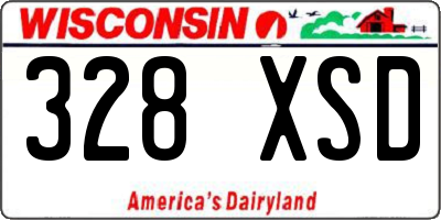 WI license plate 328XSD