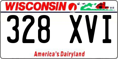 WI license plate 328XVI
