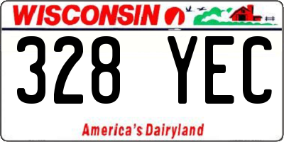 WI license plate 328YEC