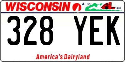 WI license plate 328YEK