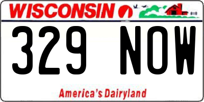 WI license plate 329NOW