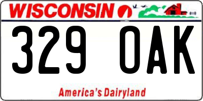 WI license plate 329OAK