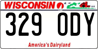 WI license plate 329ODY