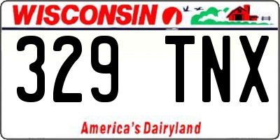 WI license plate 329TNX