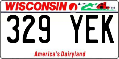 WI license plate 329YEK