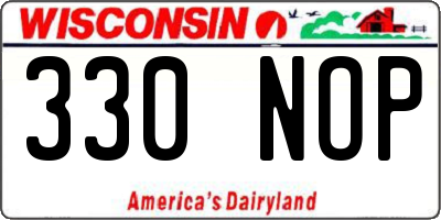 WI license plate 330NOP