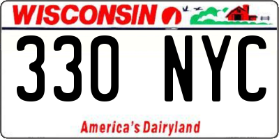 WI license plate 330NYC