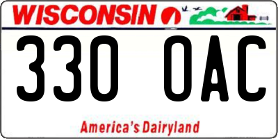 WI license plate 330OAC