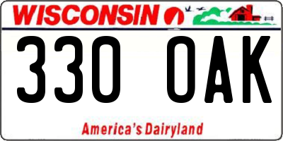 WI license plate 330OAK