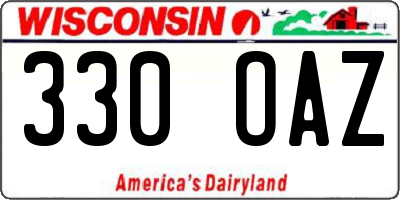 WI license plate 330OAZ