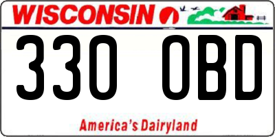WI license plate 330OBD