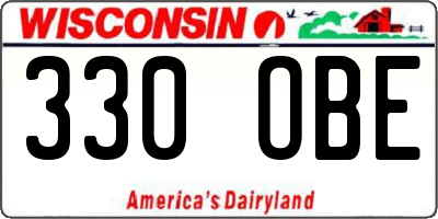 WI license plate 330OBE