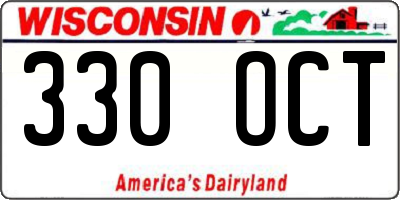 WI license plate 330OCT