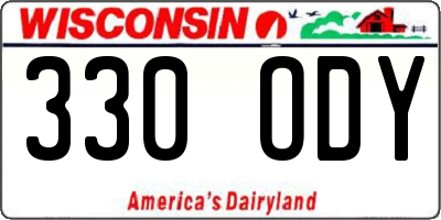 WI license plate 330ODY
