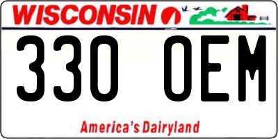 WI license plate 330OEM