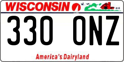 WI license plate 330ONZ