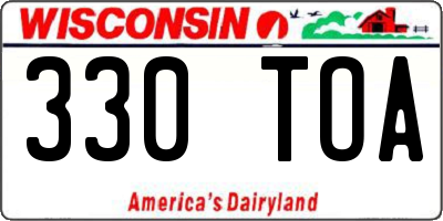 WI license plate 330TOA