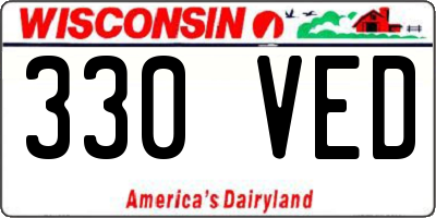 WI license plate 330VED