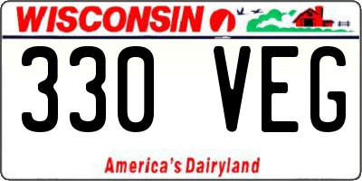 WI license plate 330VEG