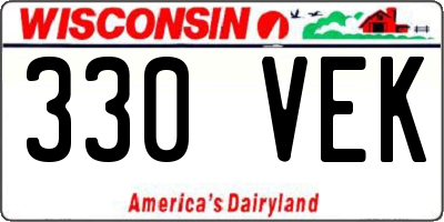 WI license plate 330VEK