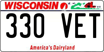 WI license plate 330VET