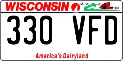 WI license plate 330VFD