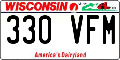 WI license plate 330VFM