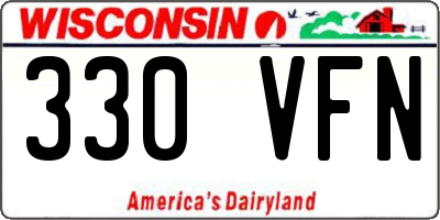 WI license plate 330VFN